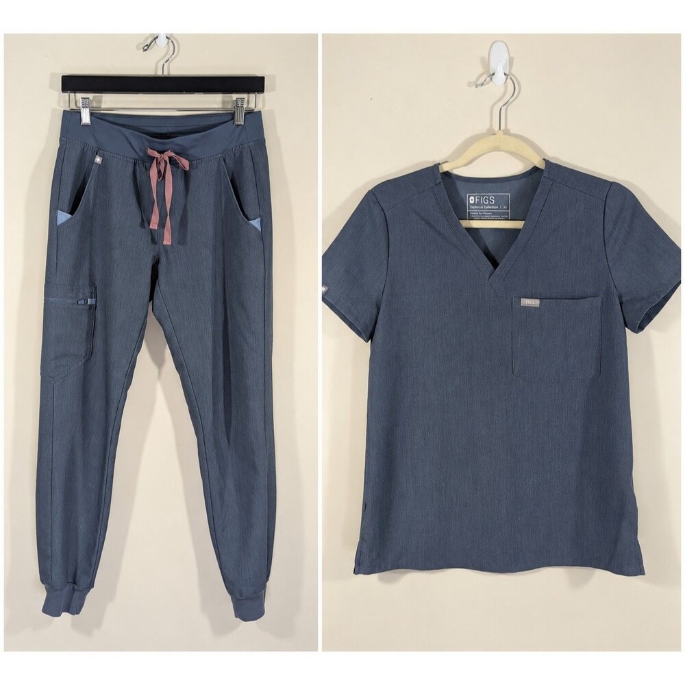 FIGS Scrub Set Catarina Top (XS) & Zamora Jogger Pants (S) Blue Women